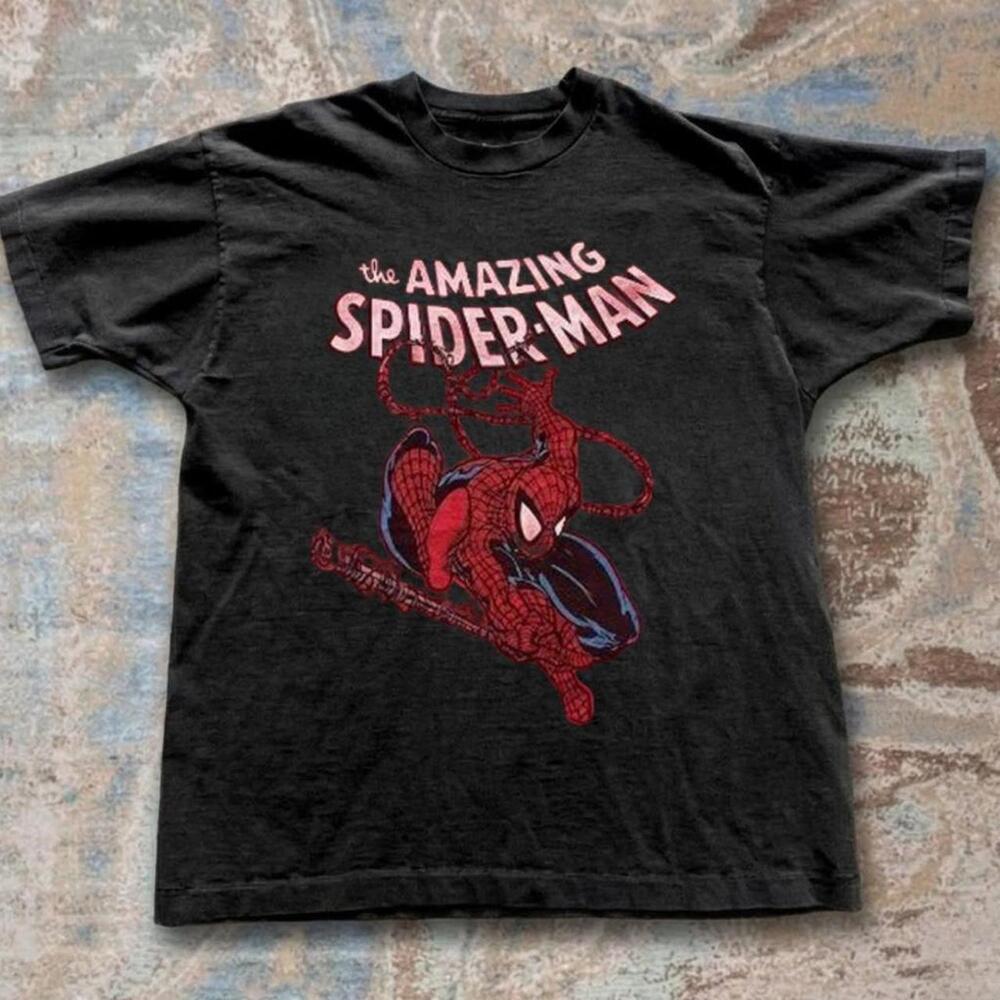 Amazing Spider-Man Black T-Shirt With Red Spider-Man Graphic